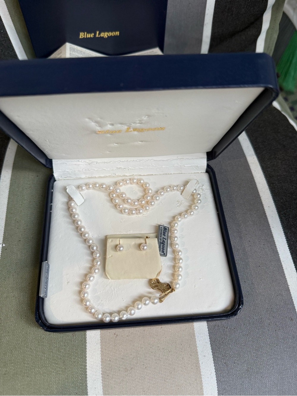MIKIMOTO BLUE LAGOON PEARL Necklace and Stud Earrings Set 14K 20” WOWSA